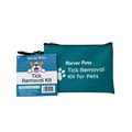 A teal blue zippered Harver Pets Tick Removal Kit for Pets pouch shown next to its retail hangtag on a plain white background.